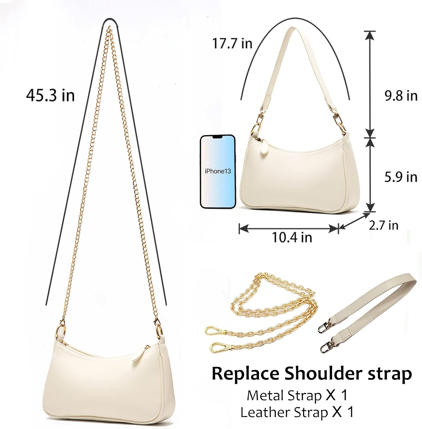 SlingBelle Clutch Tote Handbags with 2 Removable Straps and Zipper Closure Crossbody Bags Shoulder Purse Handbag for Women