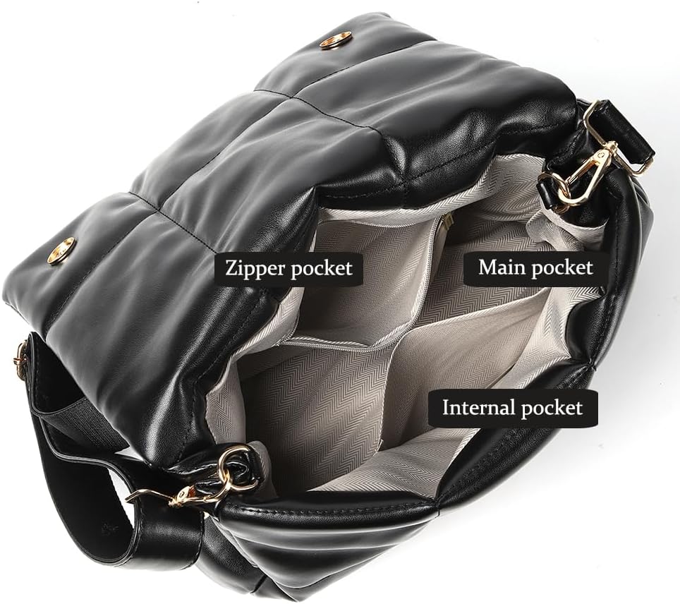 SlingBelle Puffer Tote Bag Quilted Shoulder Handbag Purse Designer Crossbody Bags For Women