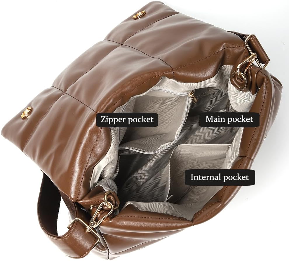 SlingBelle Puffer Tote Bag Quilted Shoulder Handbag Purse Designer Crossbody Bags For Women