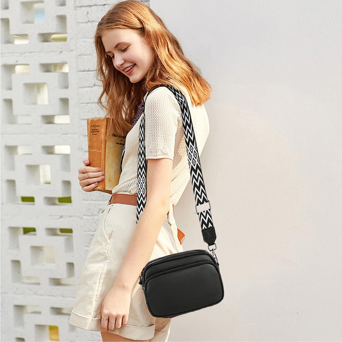 SlingBelle Crossbody Bags for Women Purses Handbags Leather Shoulder Bag with Guitar Strap Cross Body Bag for Woman Trendy Purse