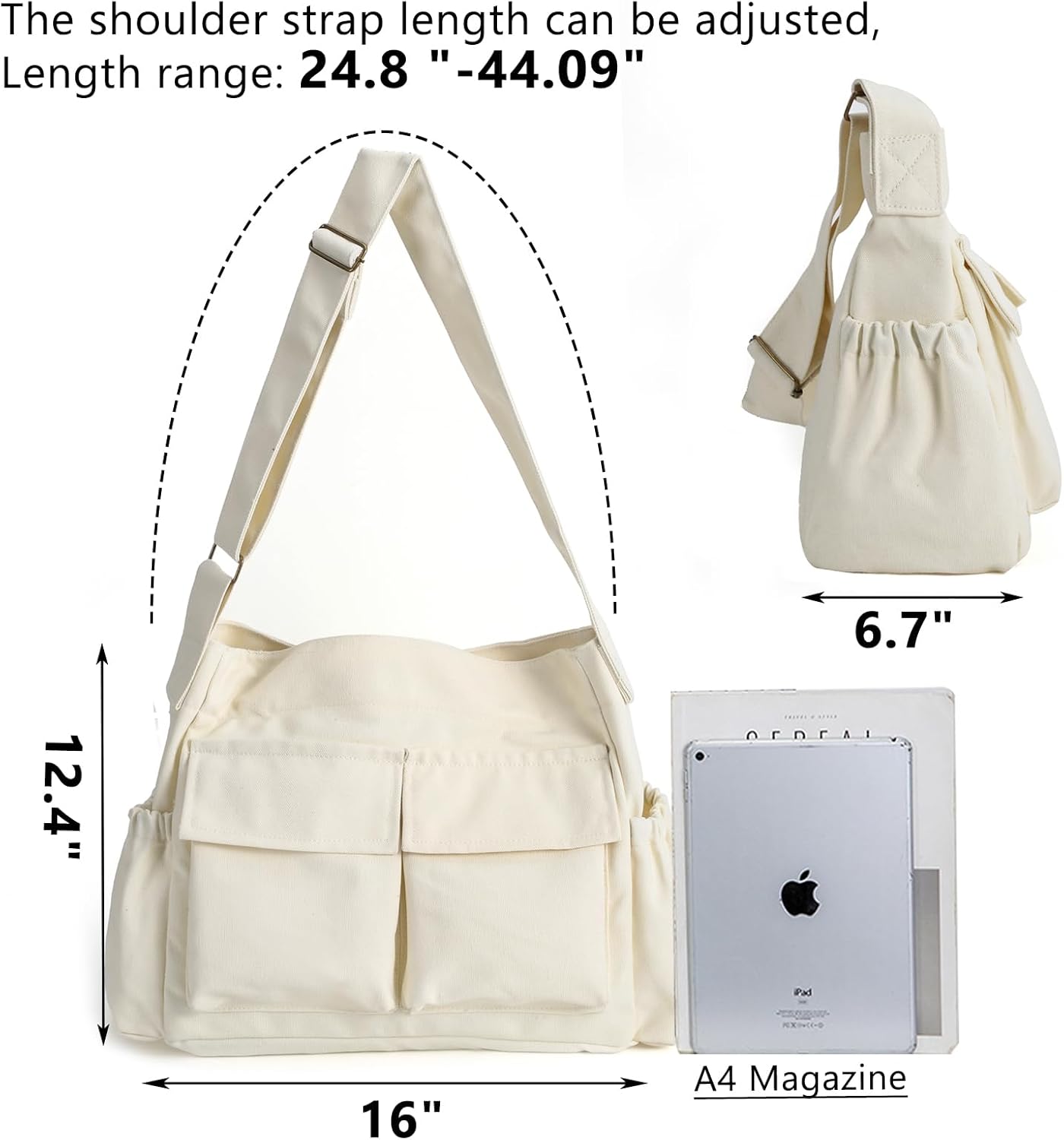 SlingBelle Messenger Bag Large Canvas Hobo Crossbody Tote for Women/Men, Shoulder Laptop Bag with Multi Pockets for Work,Travel