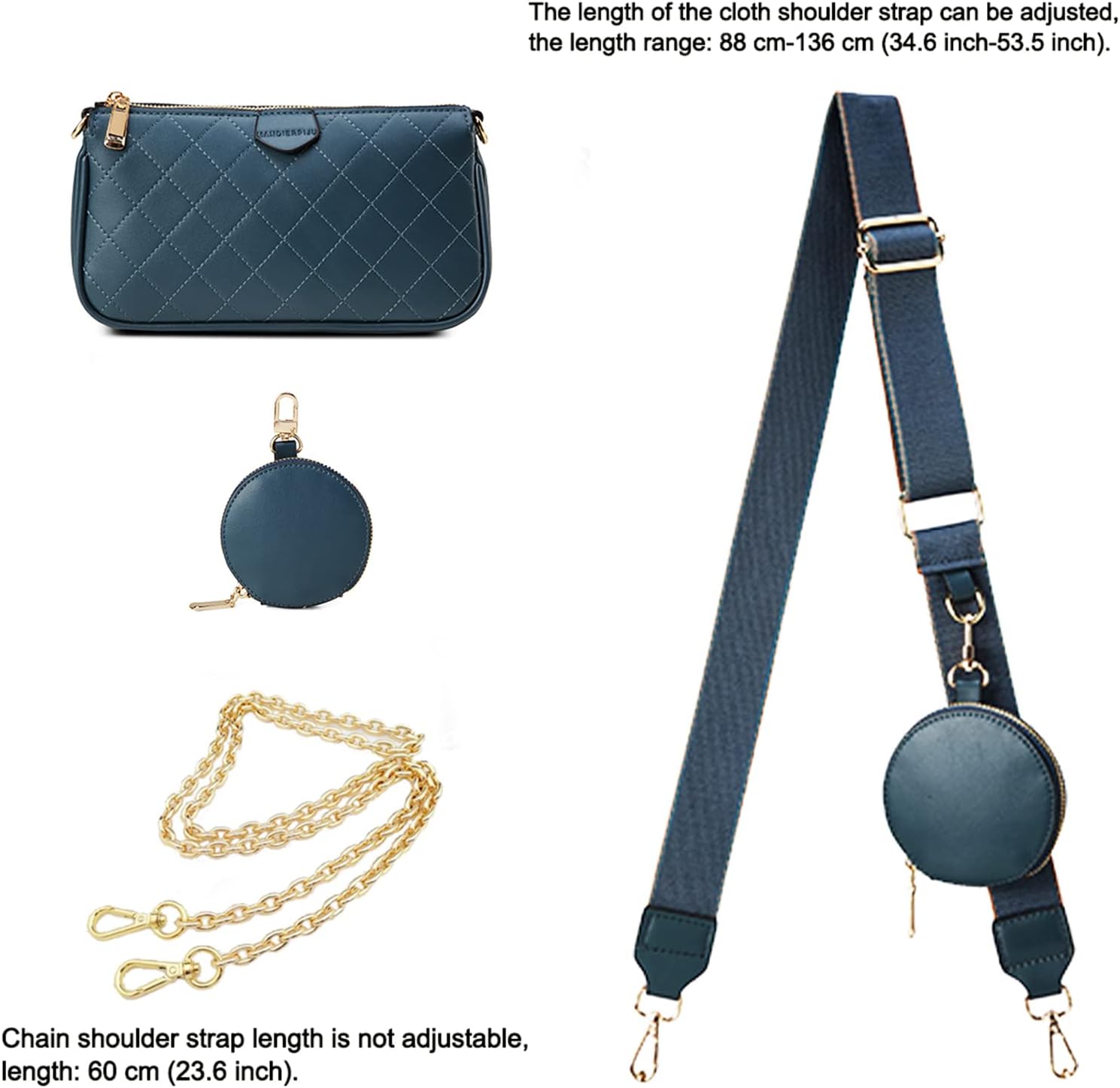 VODIU Small Crossbody Bags for Women With Coin Cute Purse Multipurpose Golden Chain Shoulder Bag Small Square