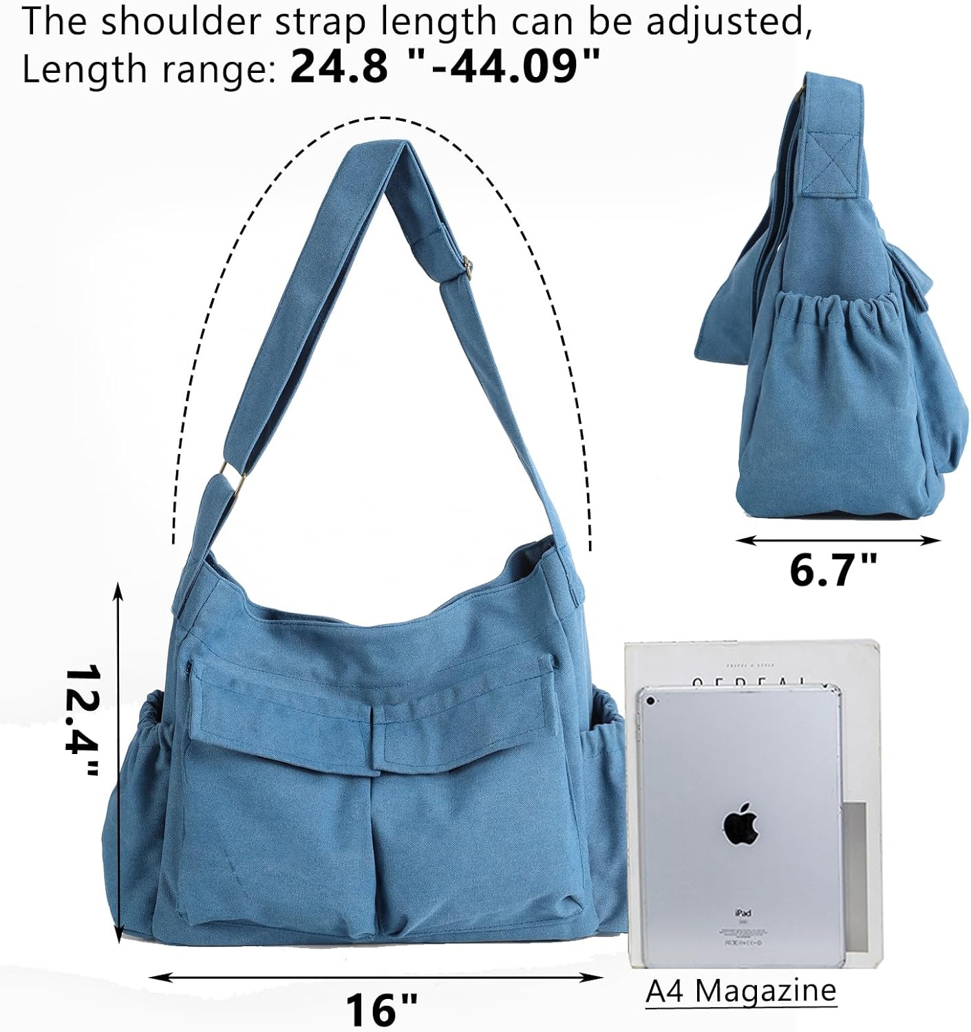 SlingBelle Messenger Bag Large Canvas Hobo Crossbody Tote for Women/Men, Shoulder Laptop Bag with Multi Pockets for Work,Travel