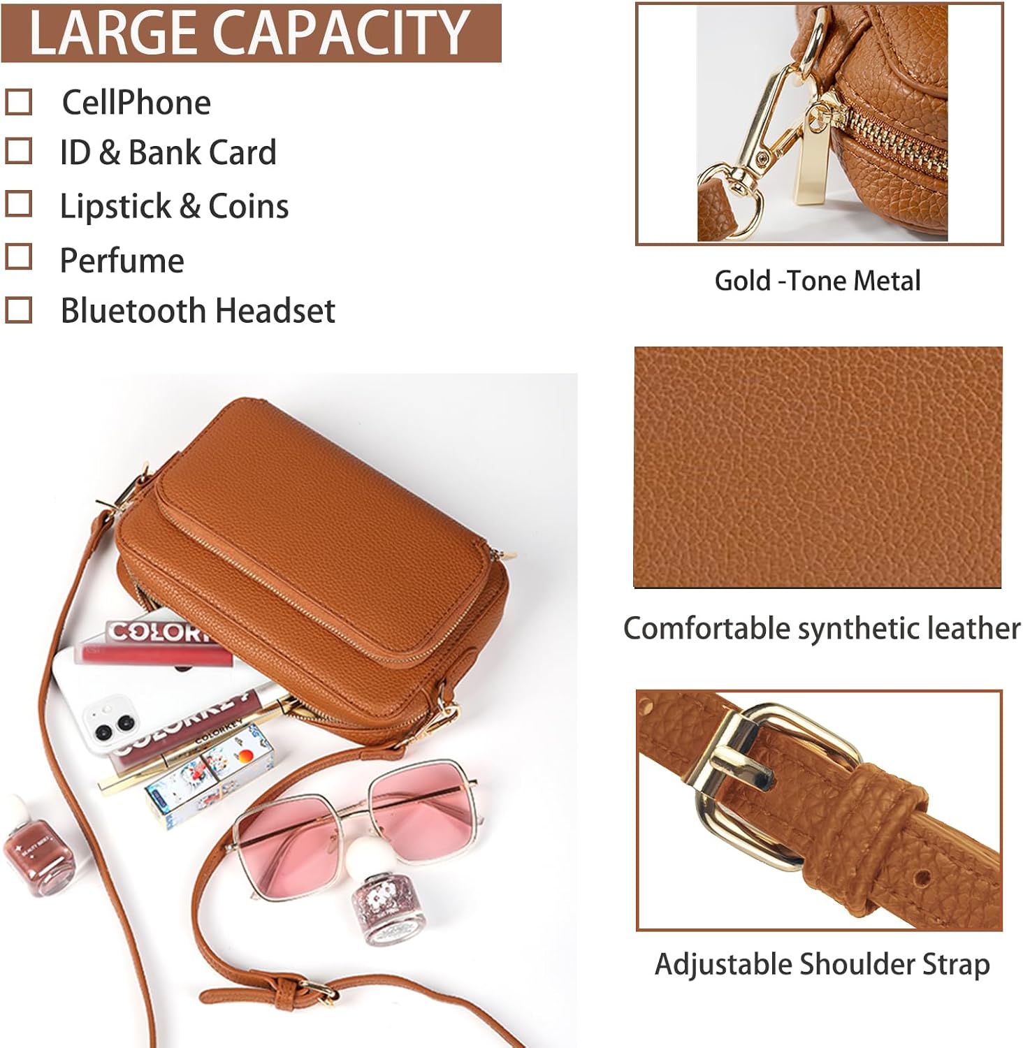 SlingBelle Crossbody Bag for Women Shoulder Bag with Card Slots Trendy Purse Small Size