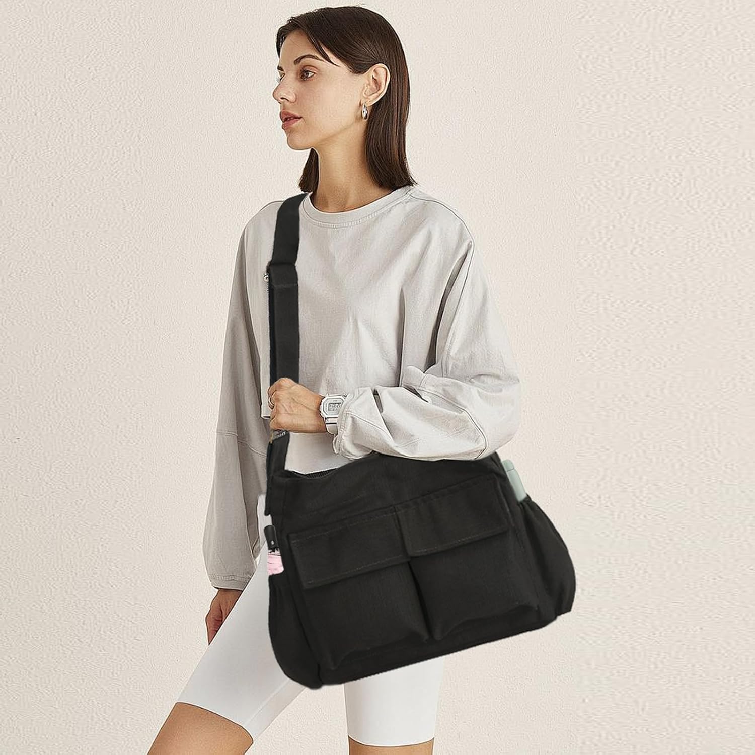 SlingBelle Messenger Bag Large Canvas Hobo Crossbody Tote for Women/Men, Shoulder Laptop Bag with Multi Pockets for Work,Travel
