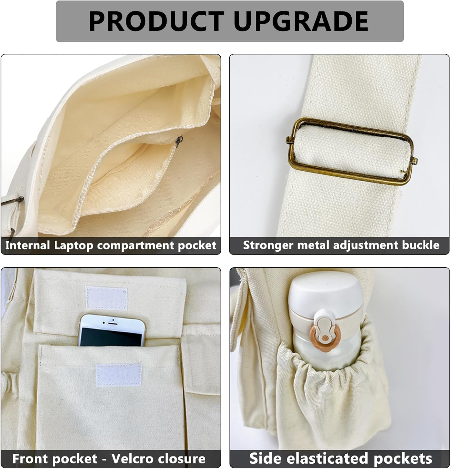 SlingBelle Messenger Bag Large Canvas Hobo Crossbody Tote for Women/Men, Shoulder Laptop Bag with Multi Pockets for Work,Travel