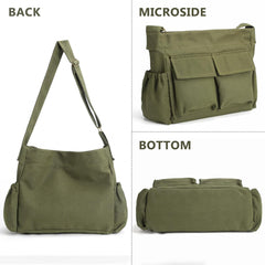 SlingBelle Messenger Bag Large Canvas Hobo Crossbody Tote for Women/Men, Shoulder Laptop Bag with Multi Pockets for Work,Travel