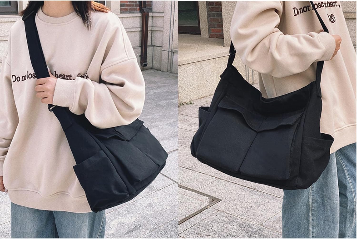 SlingBelle Messenger Bag Large Canvas Hobo Crossbody Tote for Women/Men, Shoulder Laptop Bag with Multi Pockets for Work,Travel