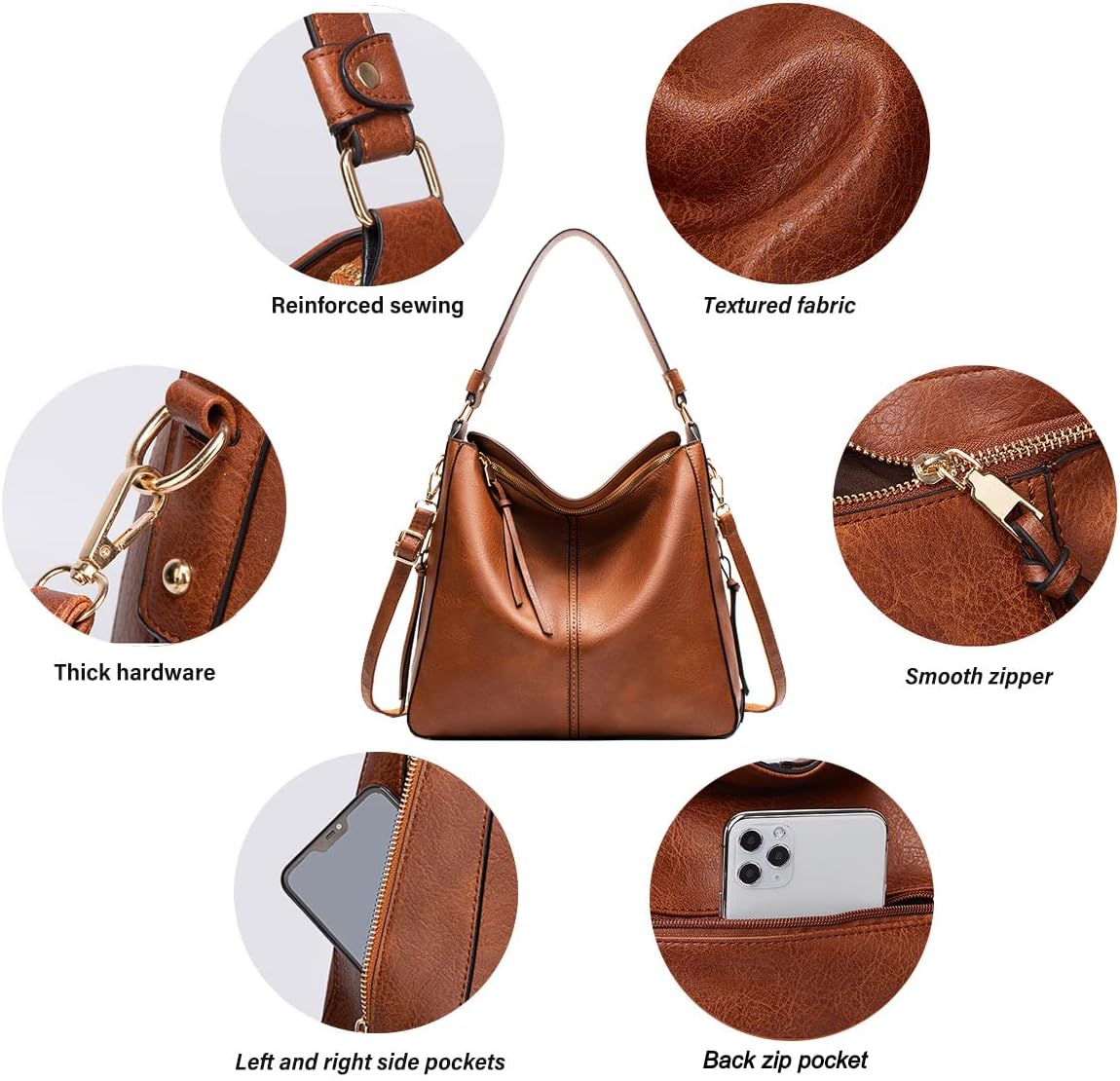 SlingBelle Tote Bag for Women PU Leather Shoulder Bags Crossbody Hobo Bag Large Purse and Handbags with Adjustable Shoulder Strap