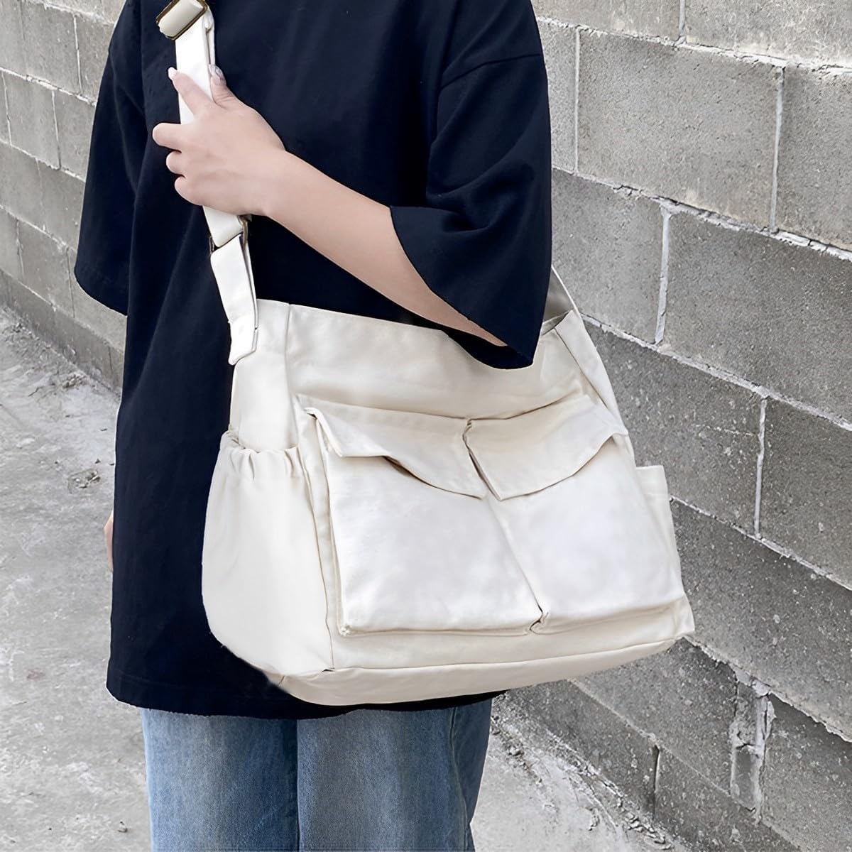 SlingBelle Messenger Bag Large Canvas Hobo Crossbody Tote for Women/Men, Shoulder Laptop Bag with Multi Pockets for Work,Travel