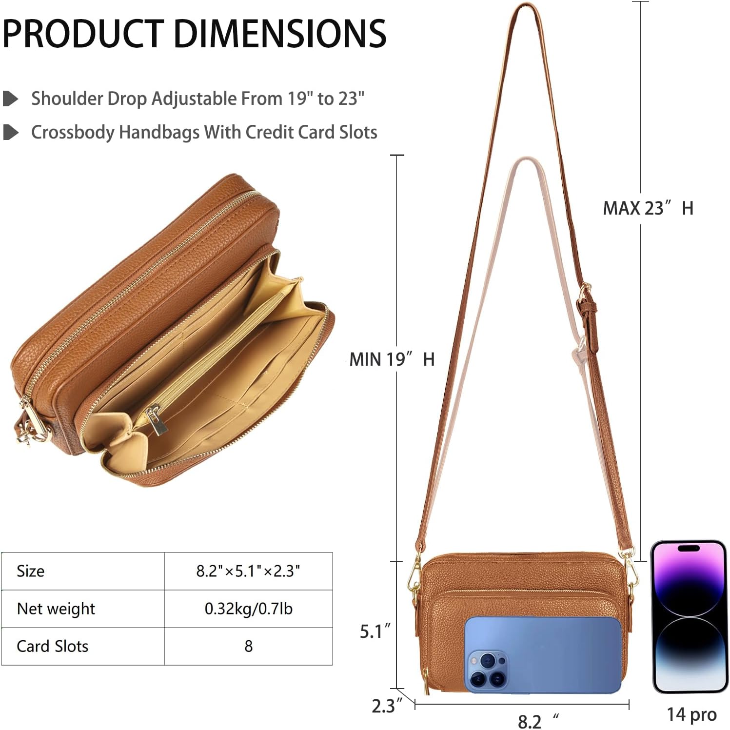 SlingBelle Crossbody Bag for Women Shoulder Bag with Card Slots Trendy Purse Small Size