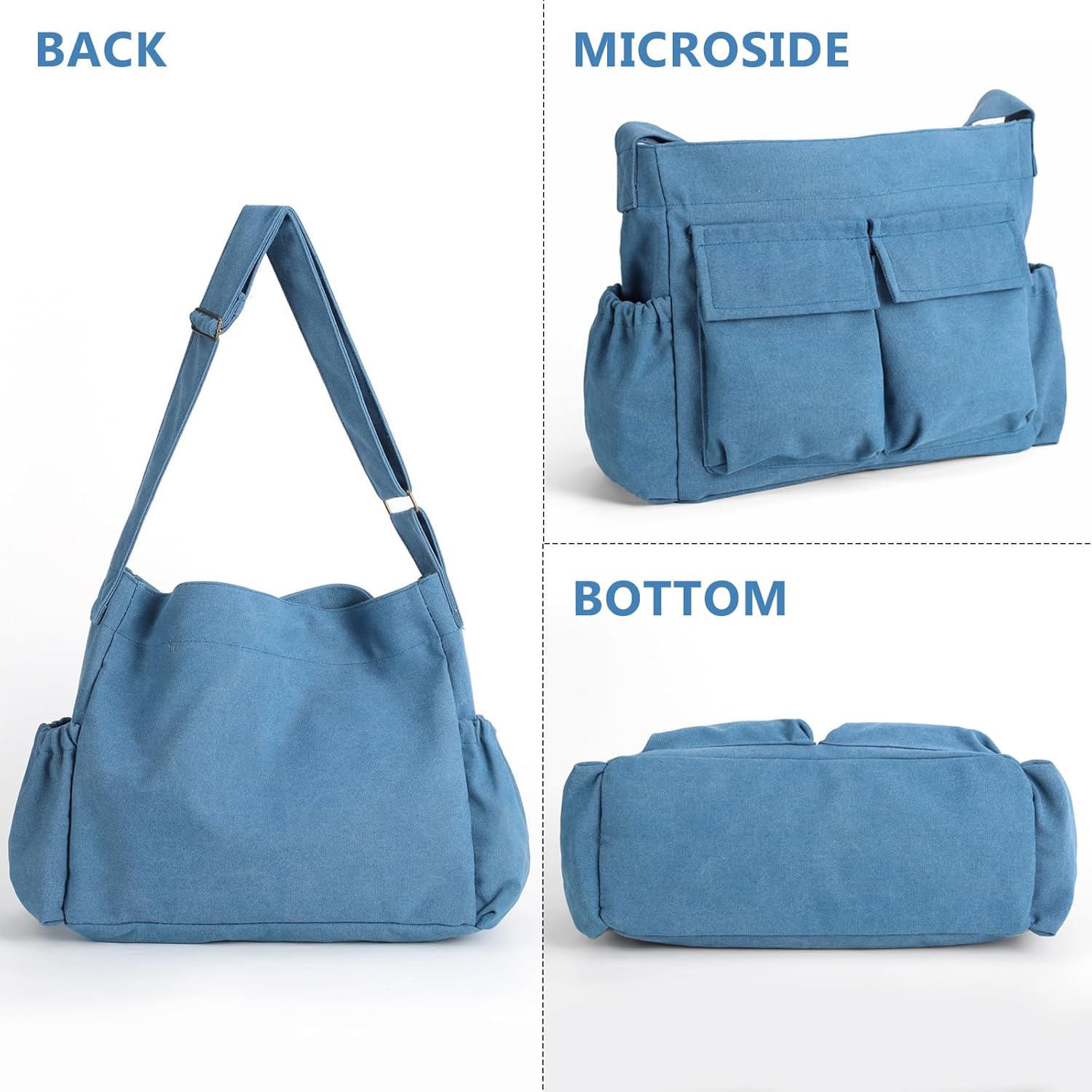 SlingBelle Messenger Bag Large Canvas Hobo Crossbody Tote for Women/Men, Shoulder Laptop Bag with Multi Pockets for Work,Travel