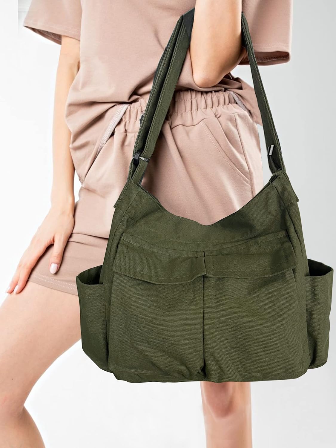 SlingBelle Messenger Bag Large Canvas Hobo Crossbody Tote for Women/Men, Shoulder Laptop Bag with Multi Pockets for Work,Travel