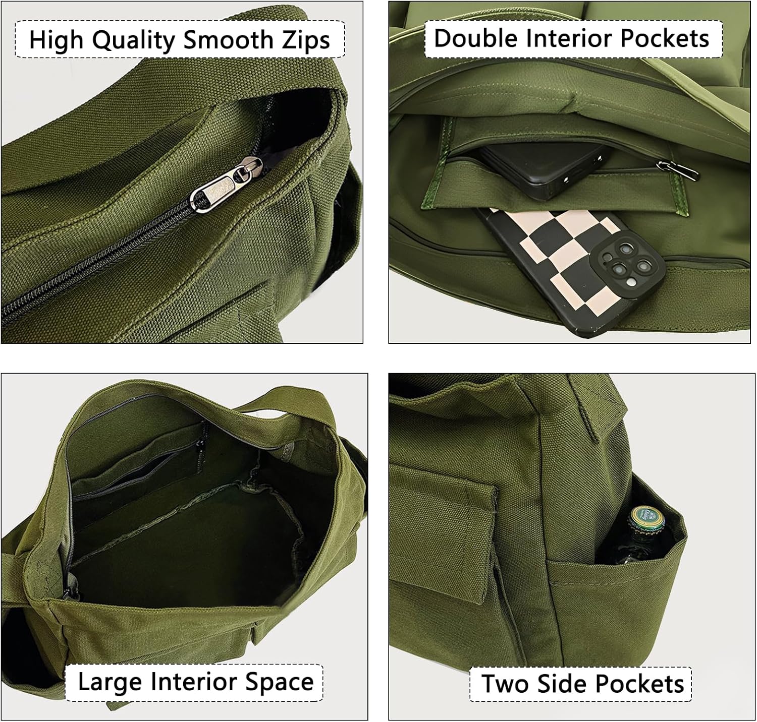 SlingBelle Messenger Bag Large Canvas Hobo Crossbody Tote for Women/Men, Shoulder Laptop Bag with Multi Pockets for Work,Travel