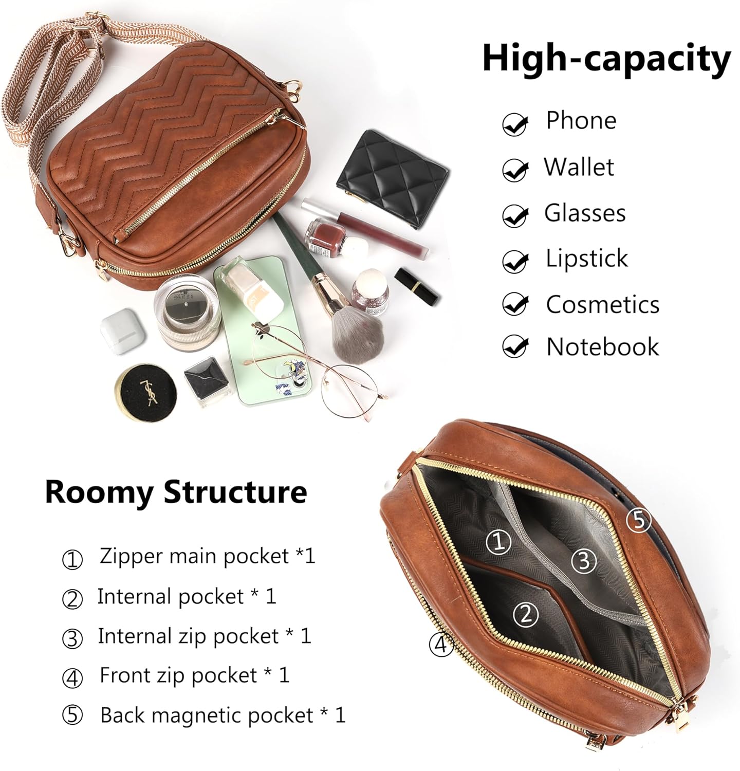 SlingBelle Crossbody Bags for Women Purses Handbags Leather Shoulder Bag with Guitar Strap Cross Body Bag for Woman Trendy Purse