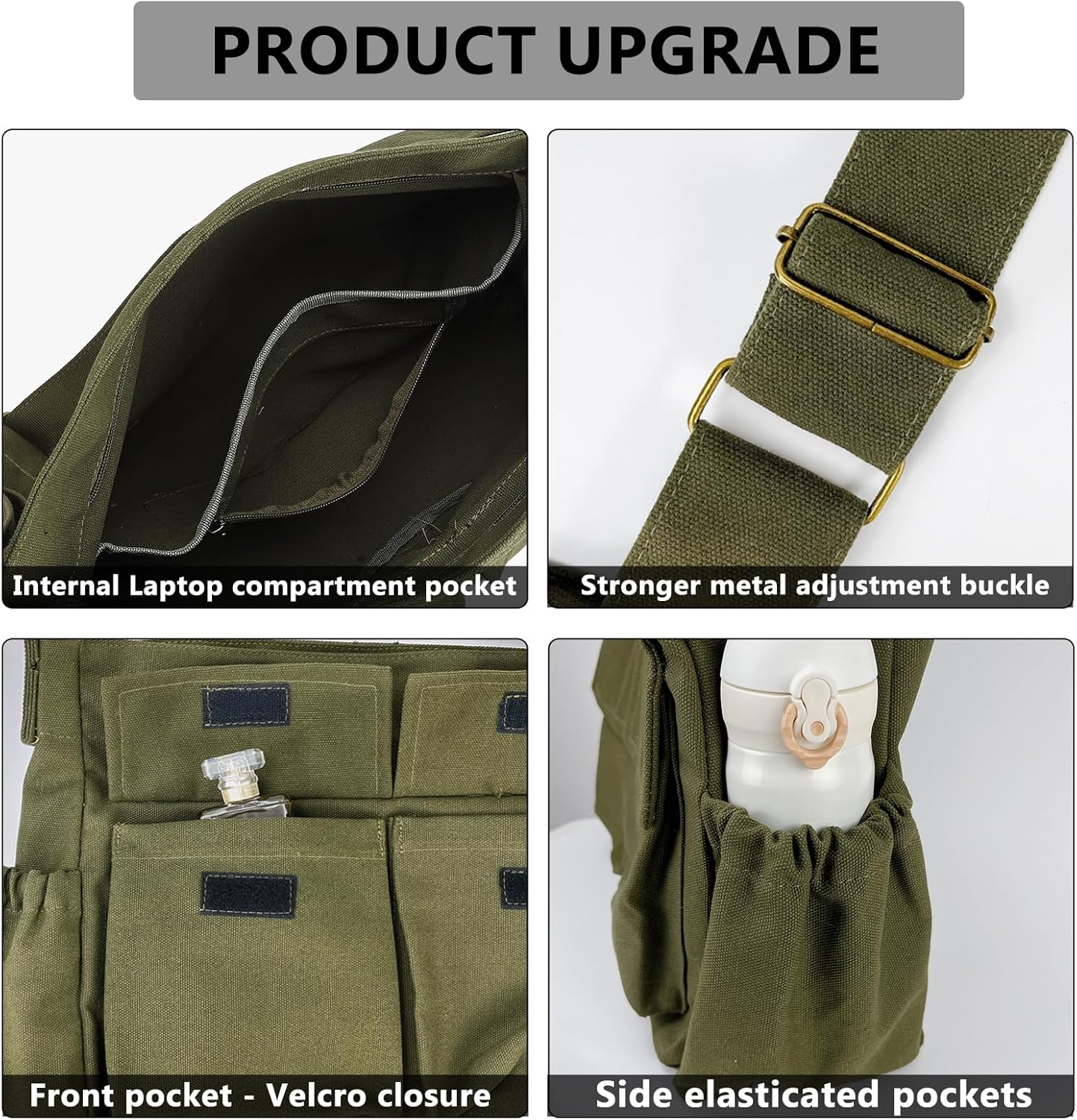 SlingBelle Messenger Bag Large Canvas Hobo Crossbody Tote for Women/Men, Shoulder Laptop Bag with Multi Pockets for Work,Travel